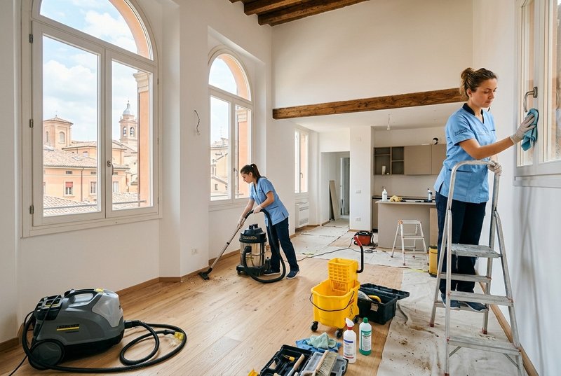 Team La Pulinova pulisce un appartamento ristrutturato a Bologna